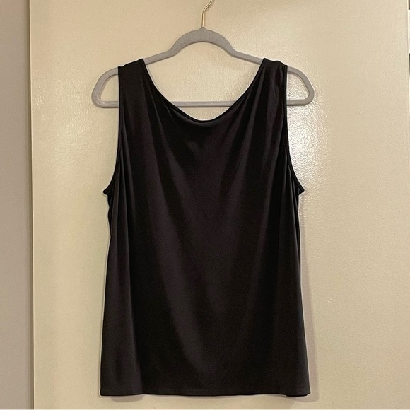 EILEEN FISHER NWOT Silk Crepe Round Neck Tank Top in Moss - Picture 2 of 5